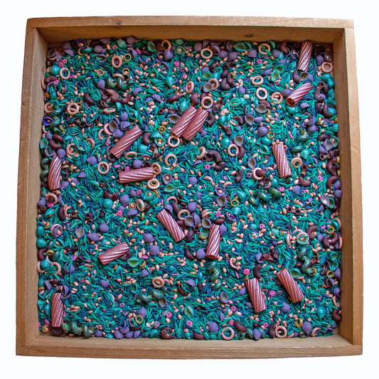 sensory bin for toddlers, rainbow rice sensory bin, activities for 3 year olds, quiet play ideas, independent play activities, Montessori sensory play, preschool sensory activities, gifts for autistic toddlers, busy toddler activities, play dough kits for kids, sensory bin filler, sensory filler, colored rice, sensory rice, ocean sensory play, ocean sensory bin