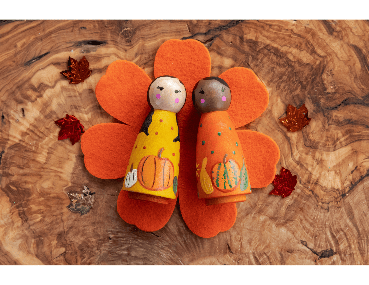 Fall Peg Dolls | Handmade Wooden Toys | Autumn Toys for Imaginative & Open-Ended Play