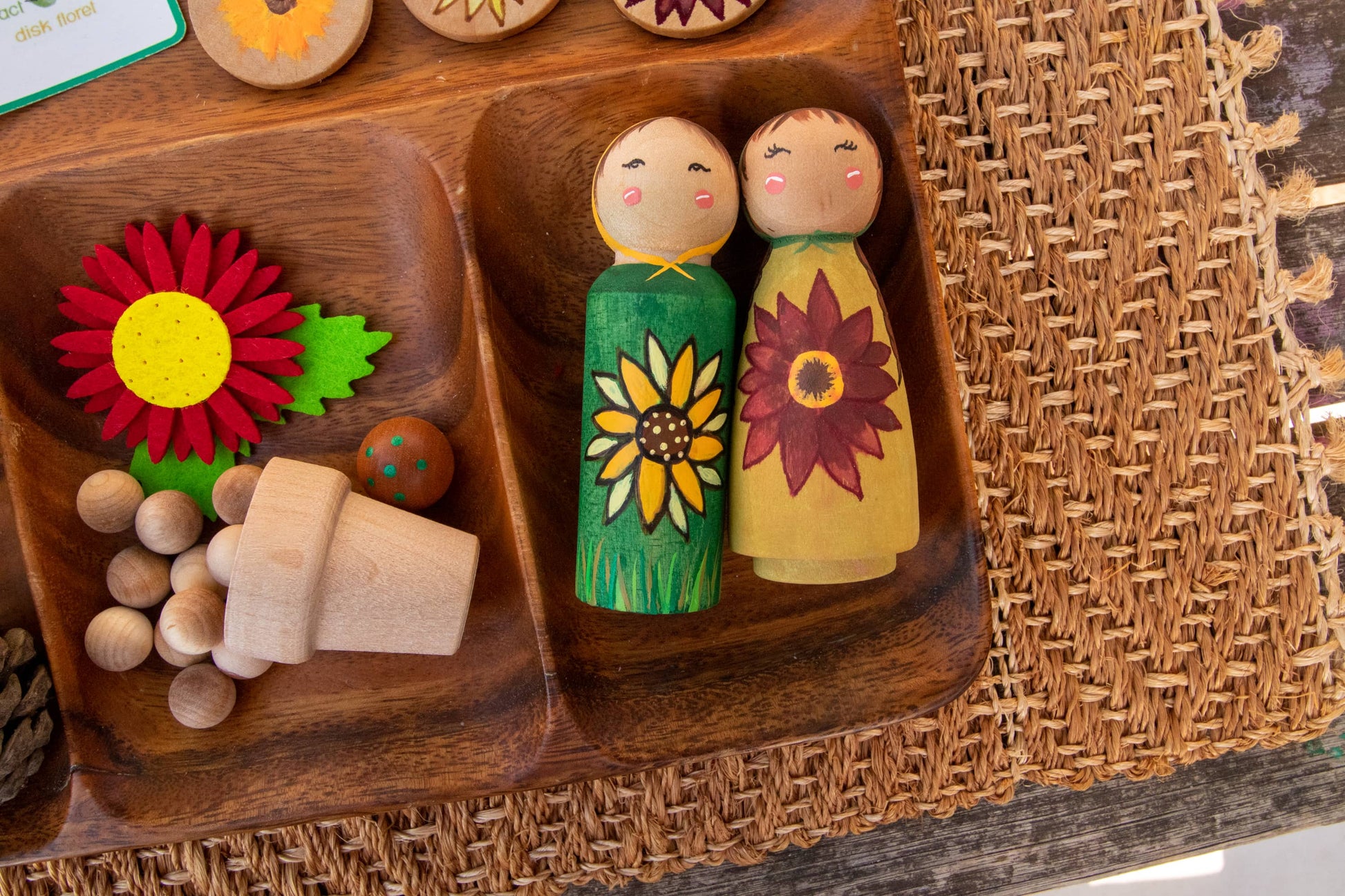 Montessori Life Cycle, Montessori Toy, Wooden Toys, Wood Toys, Peg Dolls, Peg doll, handmade toys, Waldorf Toys, Waldorf Doll, Preschool toys, Homeschool materials, play dough kit, sensory kit, playdough kit